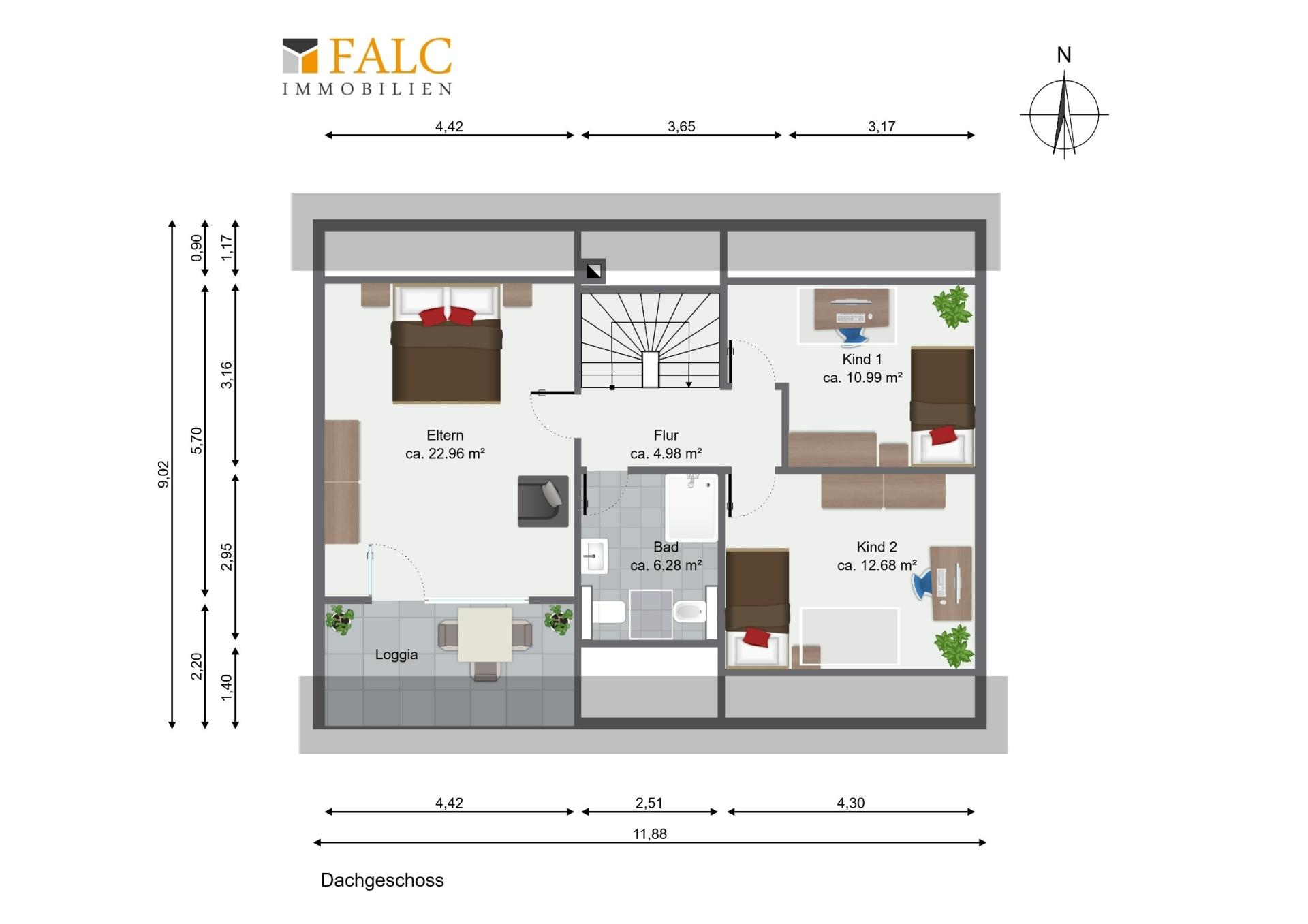 Grundriss Dachgeschoss - FALC Immobilien